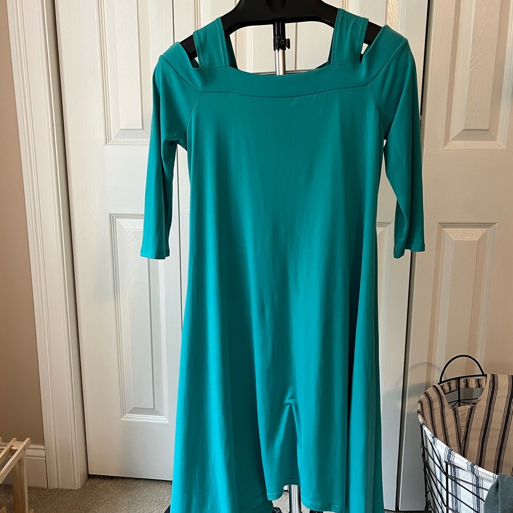 Come N See Teal Asymmetrical Dress